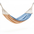 Amaca 200 x 100 cm in tessuto beige e blu con barre in legno per esterno