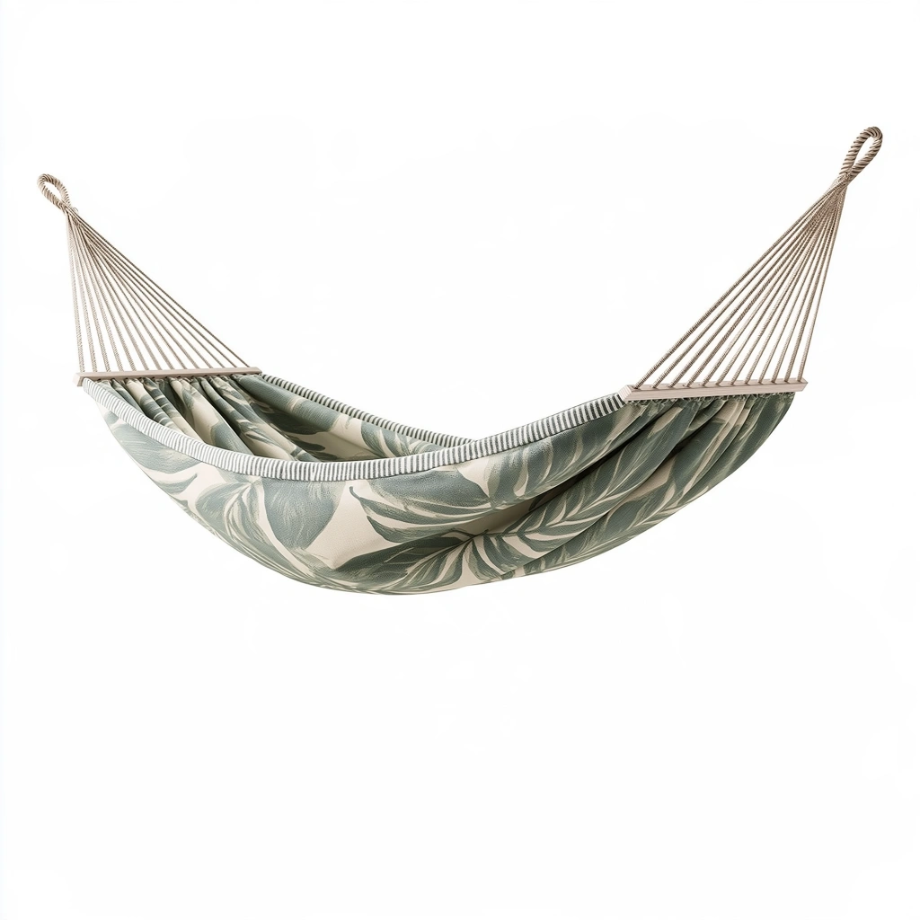 Amaca 300 x 100 cm in tessuto verde e beige con barre in legno per giardino
