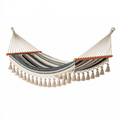 Amaca 200 x 100 cm in cotone beige e blu con barre in legno stile boho