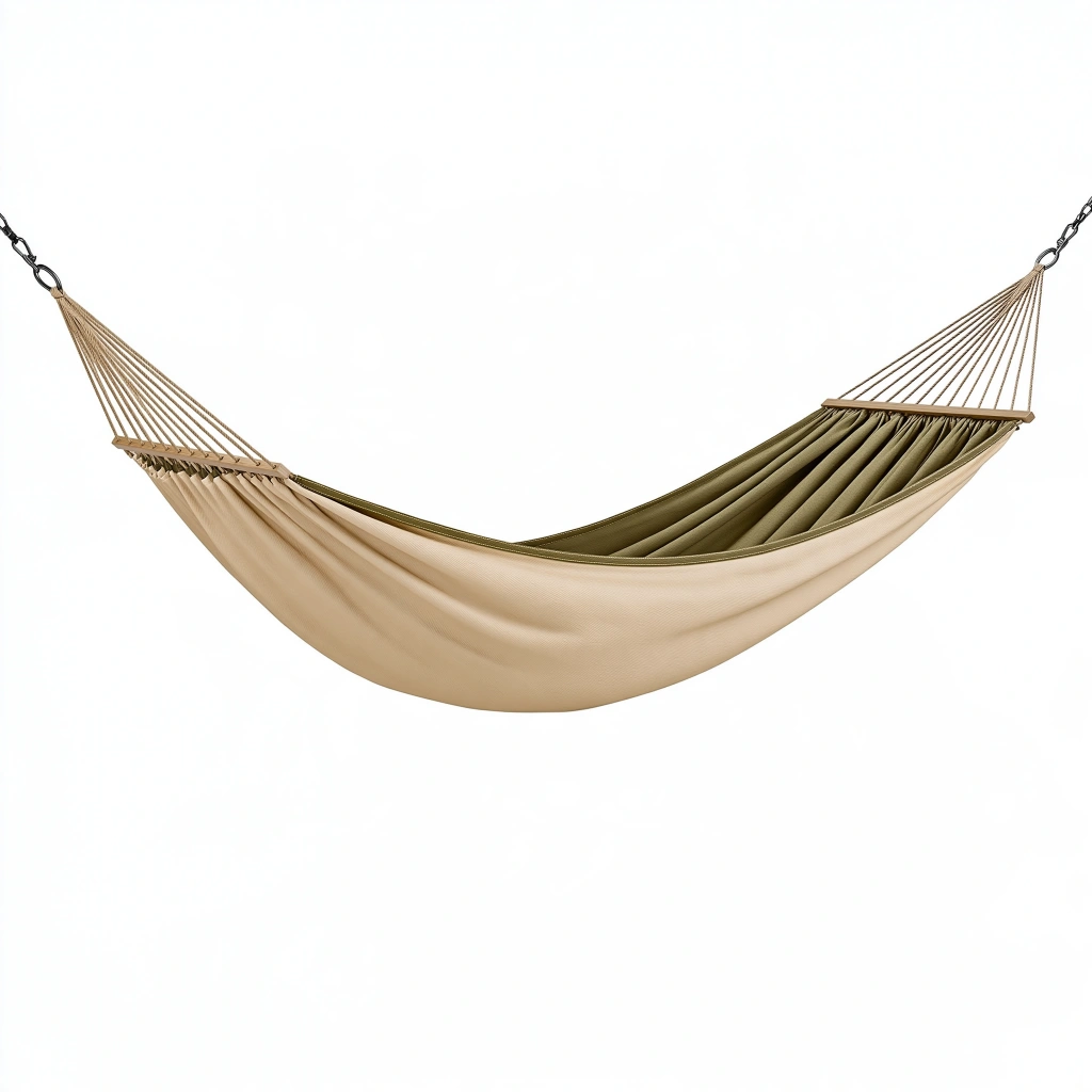 Amaca da giardino 300 x 140 cm in tessuto beige e verde con barre distanziatrici