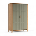 Armadio 100 x 50 x 190 cm in legno verde oliva e marrone con ante battenti stile moderno