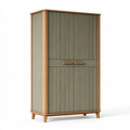 Armadio guardaroba 100 x 55 x 190 cm in legno verde e naturale - due ante stile moderno