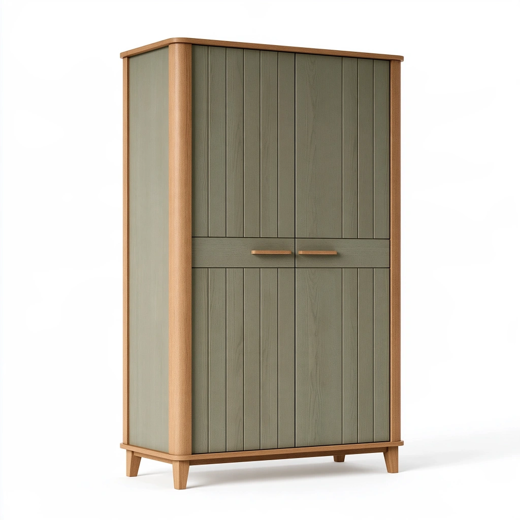 Armadio guardaroba 100 x 55 x 190 cm in legno verde e naturale - due ante stile moderno