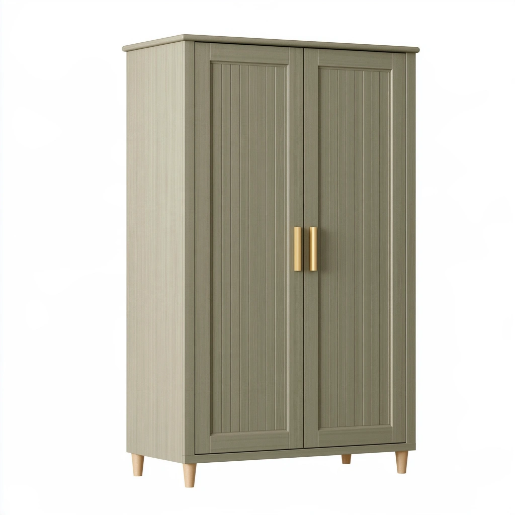 Armadio guardaroba 100 x 50 x 180 cm in legno ingegnerizzato verde salvia con 2 ante stile moderno