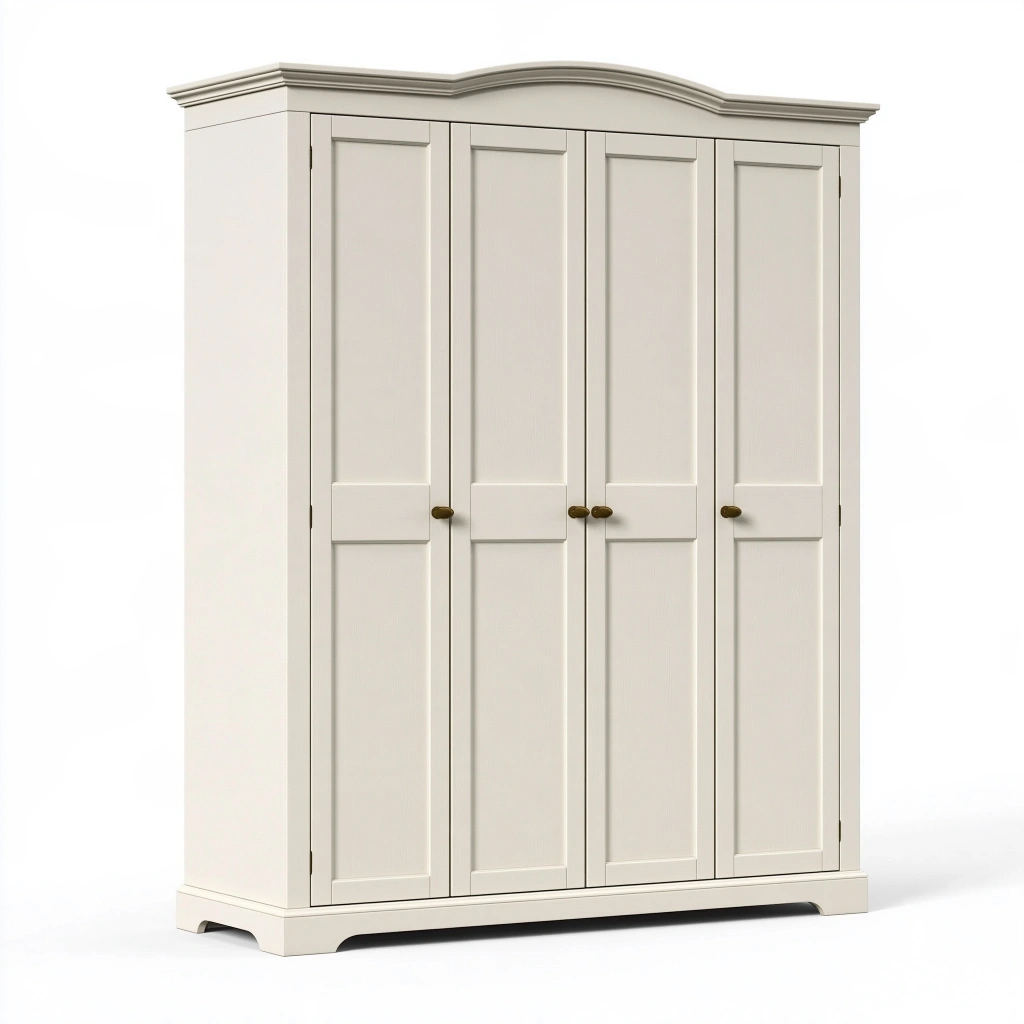 Armadio guardaroba 180 x 60 x 200 cm in legno avorio a quattro ante stile classico