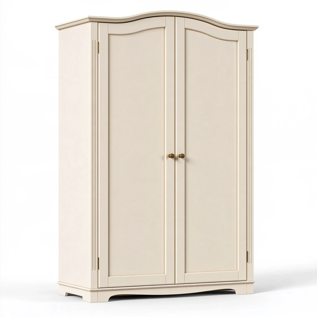 Armadio guardaroba 120 x 60 x 200 cm in legno color avorio a 2 ante stile classico