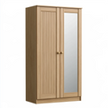 Armadio 90 x 52 x 190 cm effetto legno naturale con specchio a 2 ante