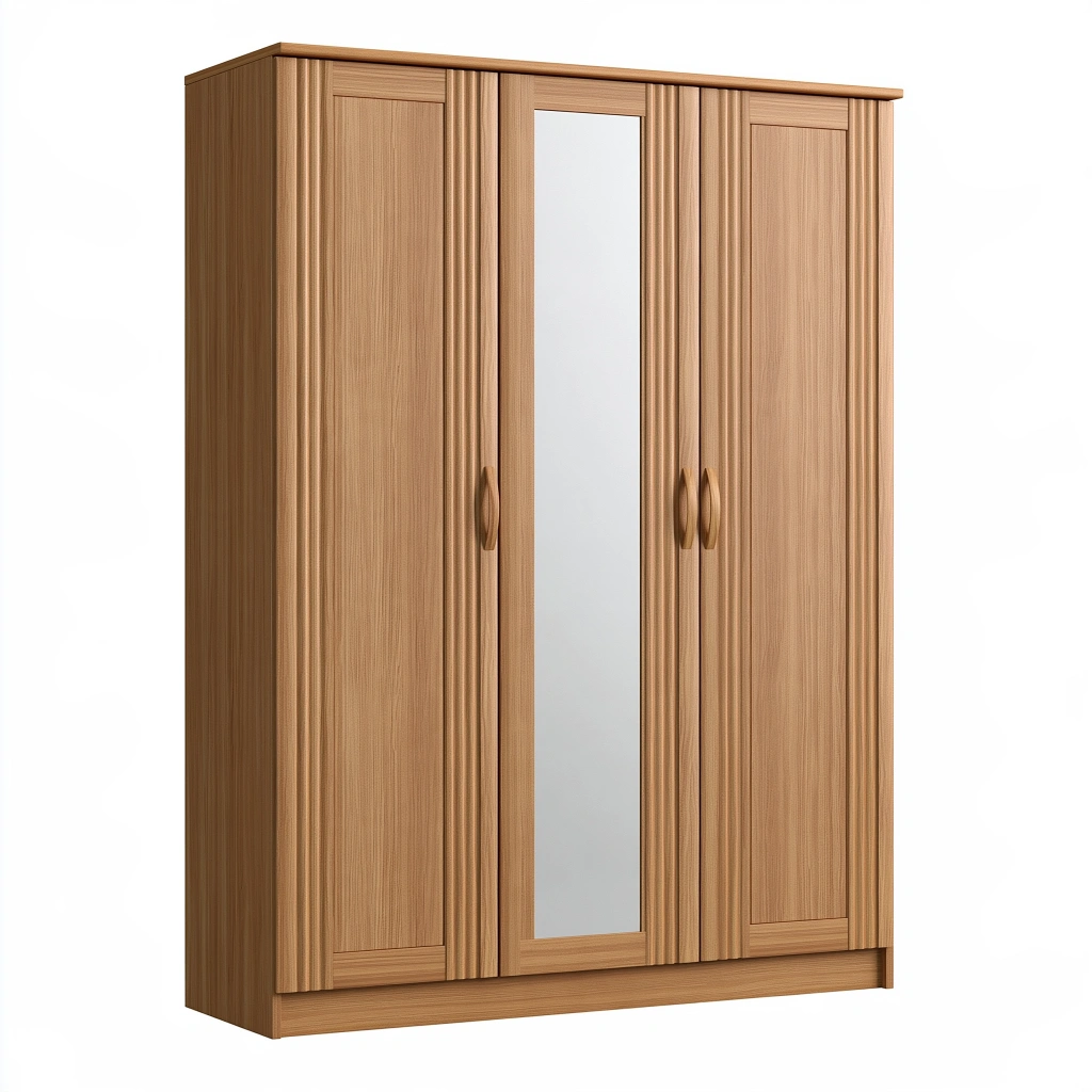 Armadio 120x60x200 cm in legno ingegnerizzato rovere con specchio - stile classico a 3 ante