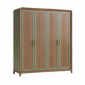 Armadio guardaroba 180 x 60 x 200 cm in legno verde e marrone con 4 ante stile moderno