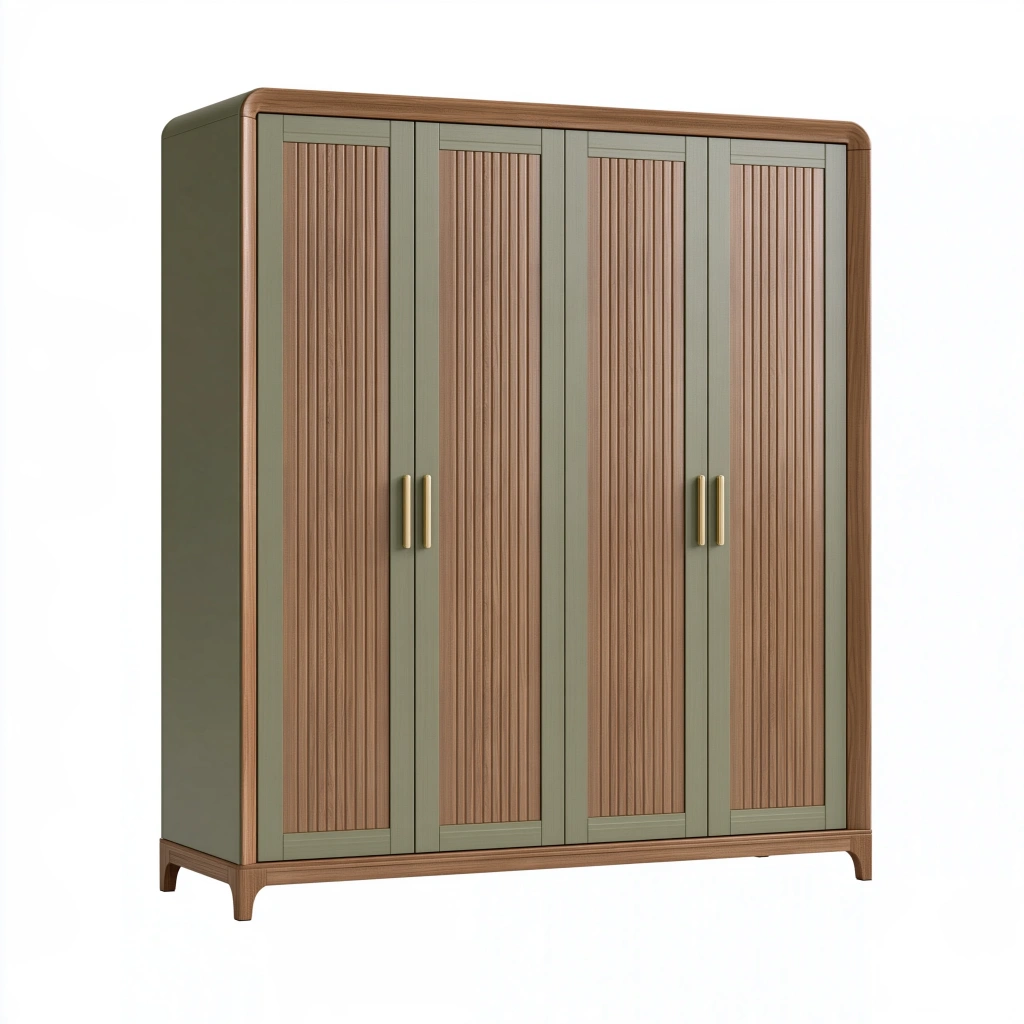 Armadio guardaroba 180 x 60 x 200 cm in legno verde e marrone con 4 ante stile moderno