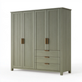 Armadio 180 x 60 x 200 cm in legno verde salvia con 4 ante e 3 cassetti stile moderno