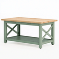 Banco da lavoro 152 x 61 x 91 cm in legno e acciaio verde con cassetti stile industriale