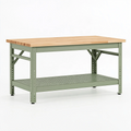 Banco da lavoro 120 x 60 x 90 cm in acciaio e legno verde con ripiano inferiore