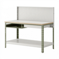 Banco da lavoro 120 x 60 x 150 cm in acciaio e legno grigio verde con pannello portautensili