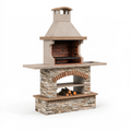 Barbecue da giardino in pietra 180 x 70 x 230 cm beige con griglia e lavello