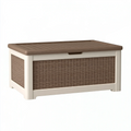 Cassapanca contenitore 120 x 55 x 60 cm in resina beige e marrone - stile intrecciato per interno ed esterno