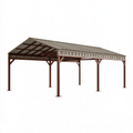 Tettoia per auto 600 x 300 x 270 cm in acciaio marrone con copertura inclinata