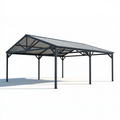 Tettoia autoportante 600 x 500 x 300 cm in acciaio grigio antracite per esterni con tetto a due falde