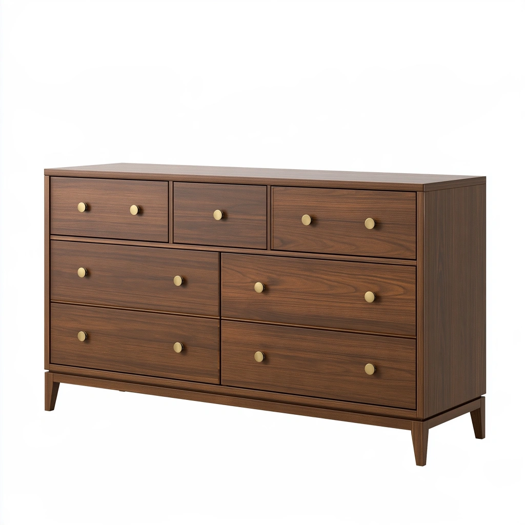 Cassettiera 150 x 45 x 85 cm in legno marrone - 7 cassetti stile moderno